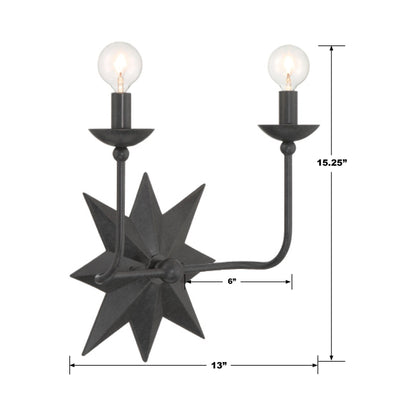 Astro Double Wall Light - line drawing.