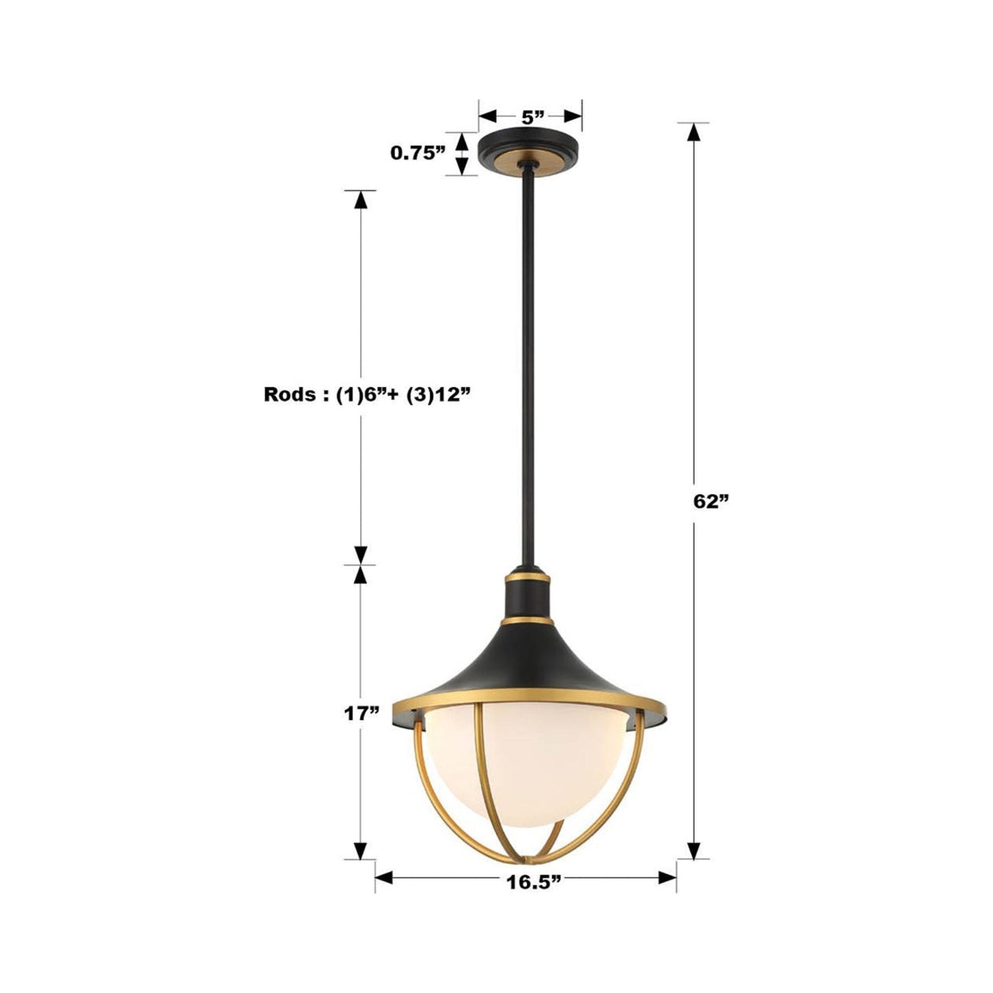 Atlas Outdoor Pendant Light - line drawing.
