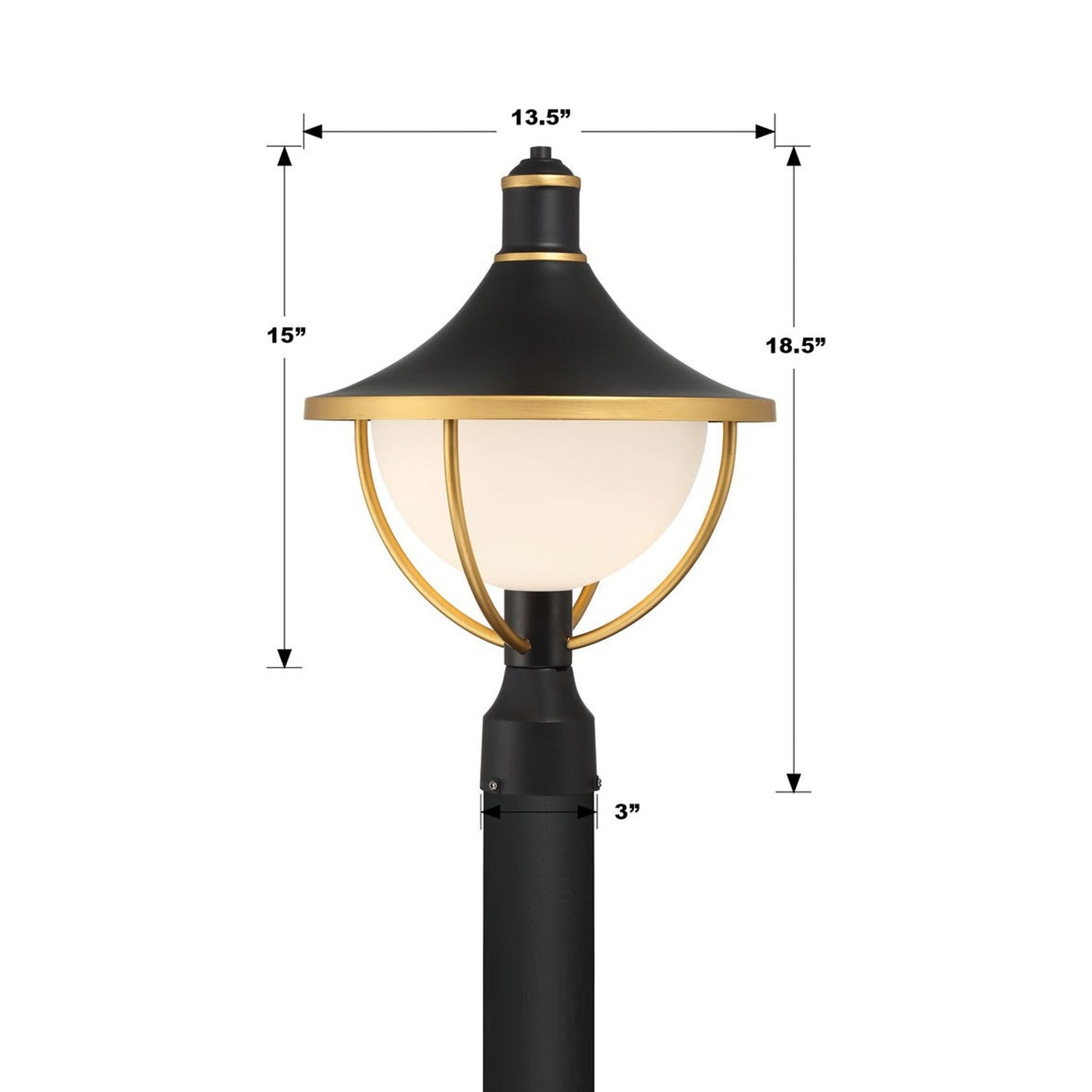 Atlas Outdoor Post Light - line drawing.