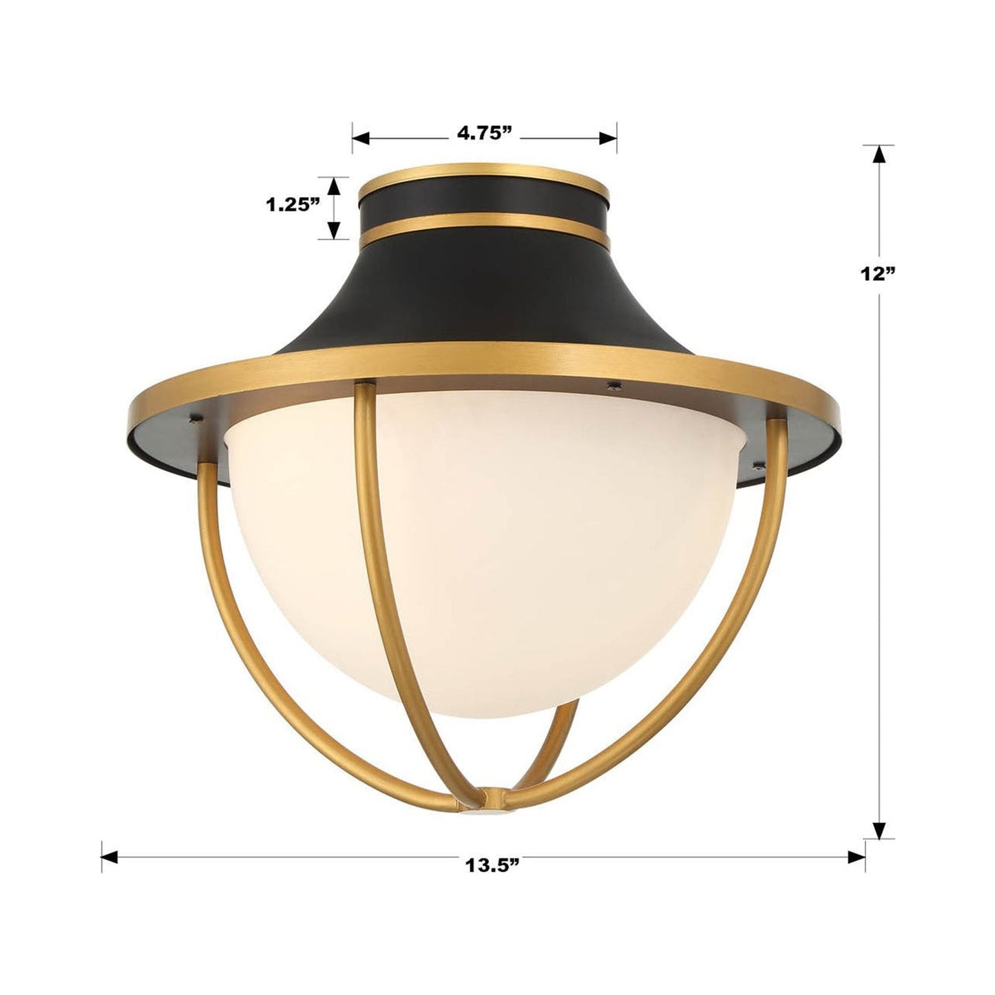 Atlas Outdoor Semi Flush Mount Ceiling Light - line drawing.