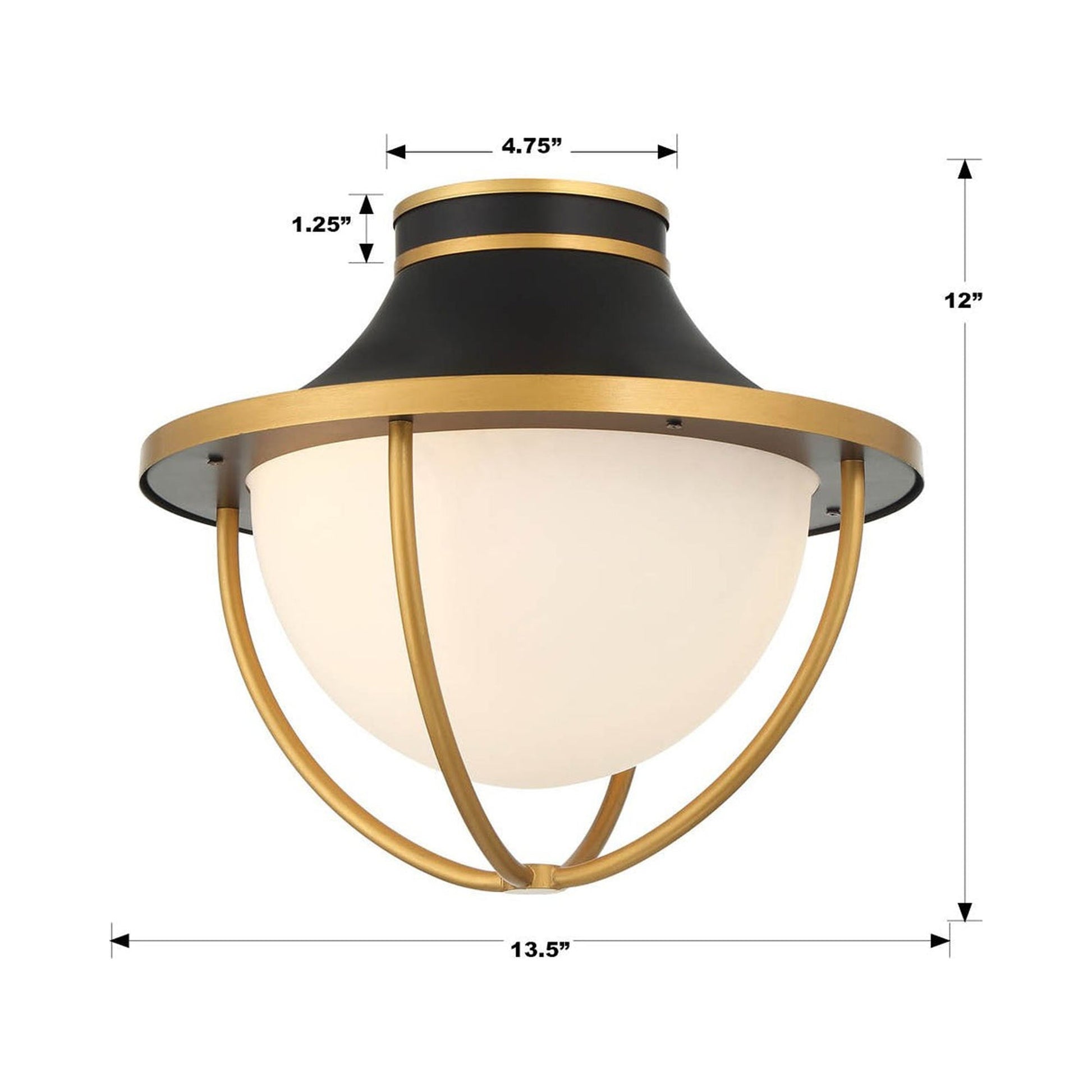 Atlas Outdoor Semi Flush Mount Ceiling Light - line drawing.