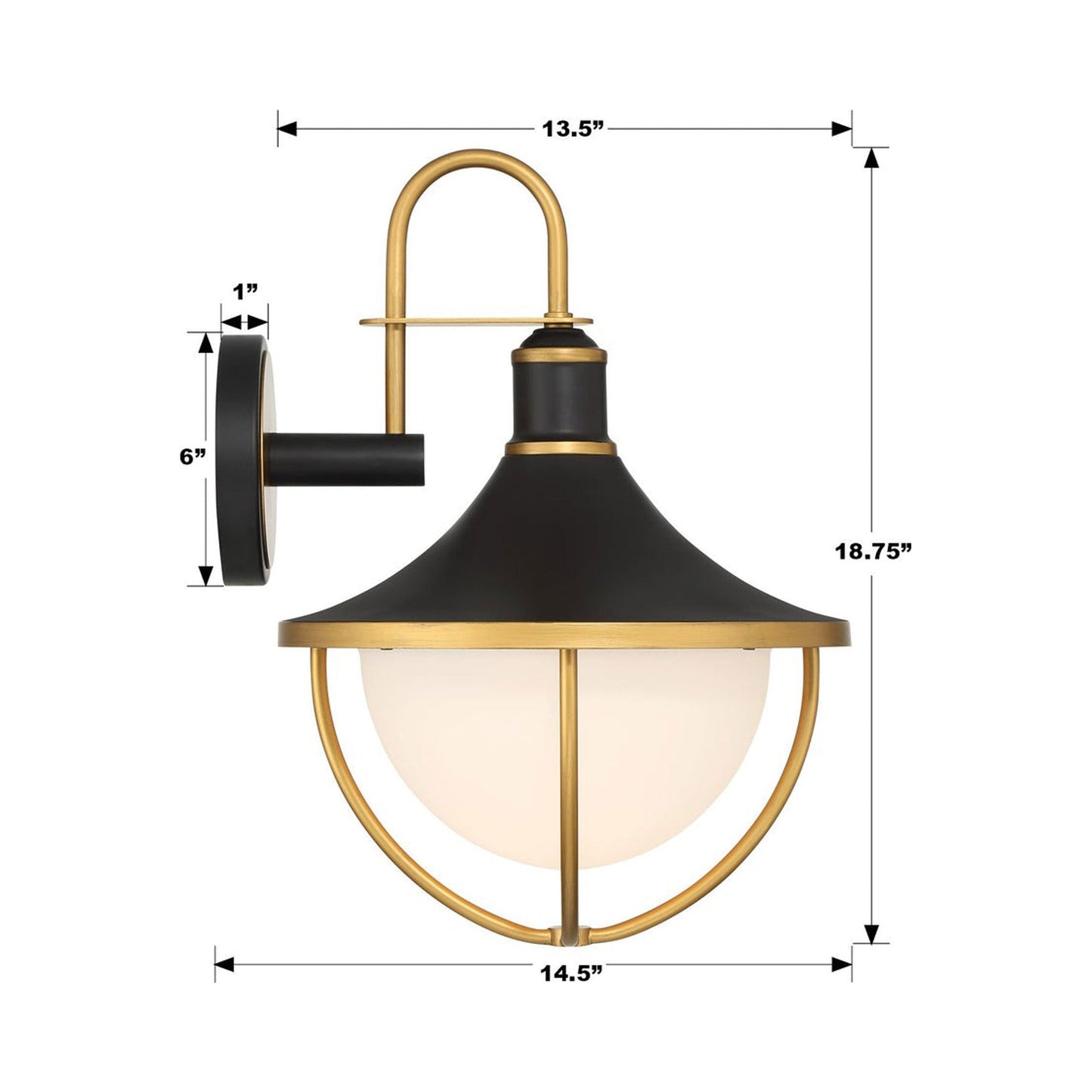 Atlas Outdoor Wall Light - line drawing.