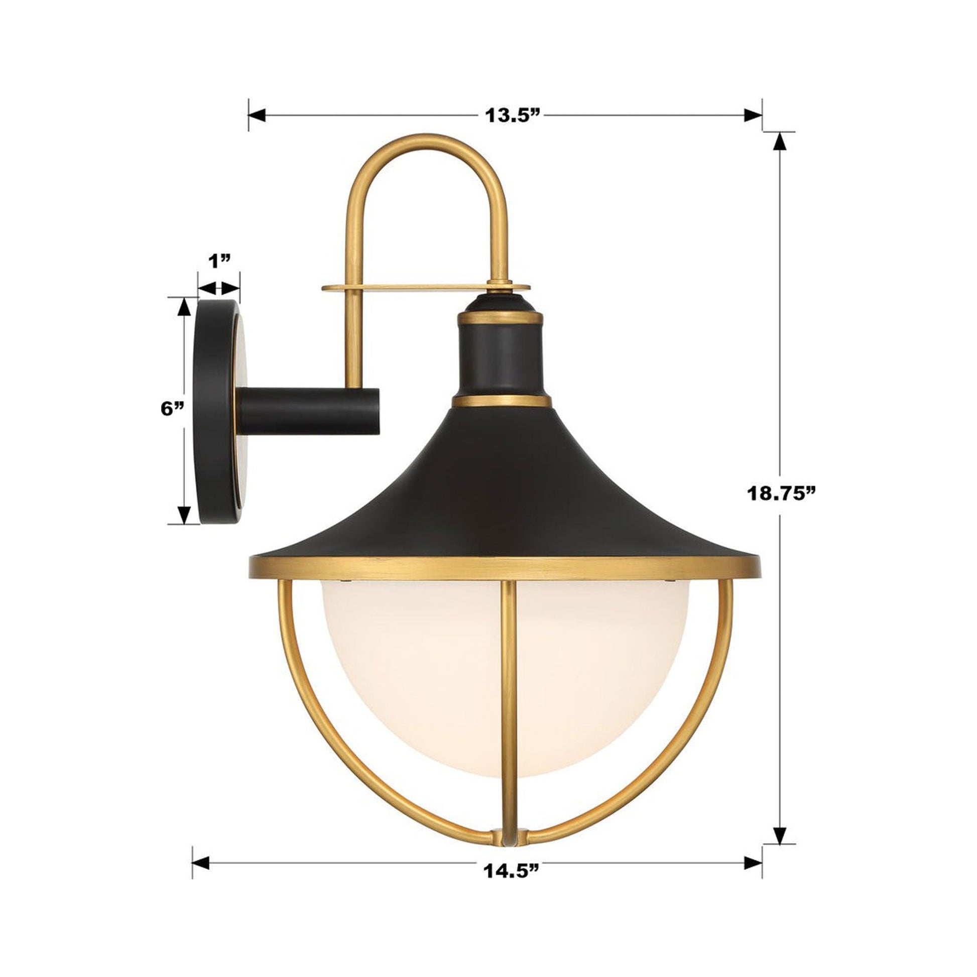 Atlas Outdoor Wall Light - line drawing.