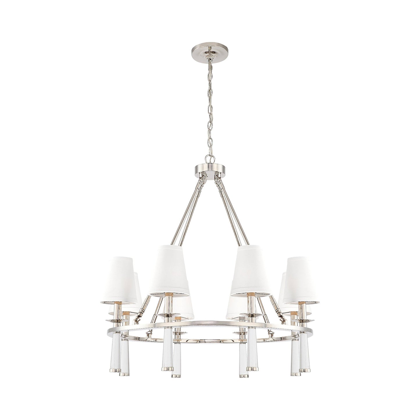 Baxter Chandelier in Polished Nickel (8-Light).