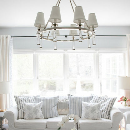 Baxter Chandelier in living room.