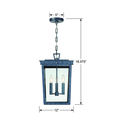 Belmont Outdoor Pendant Light - line drawing.