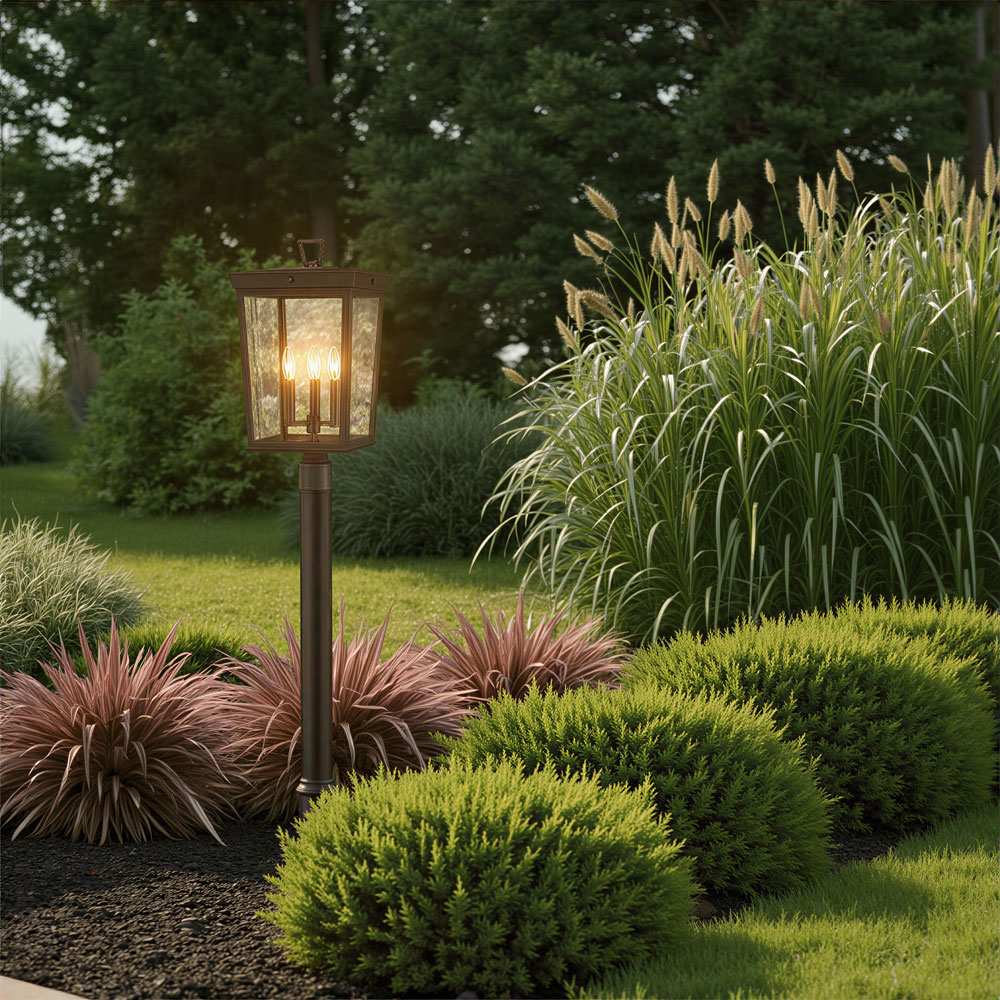 Belmont Outdoor Post Light in Outside Area.