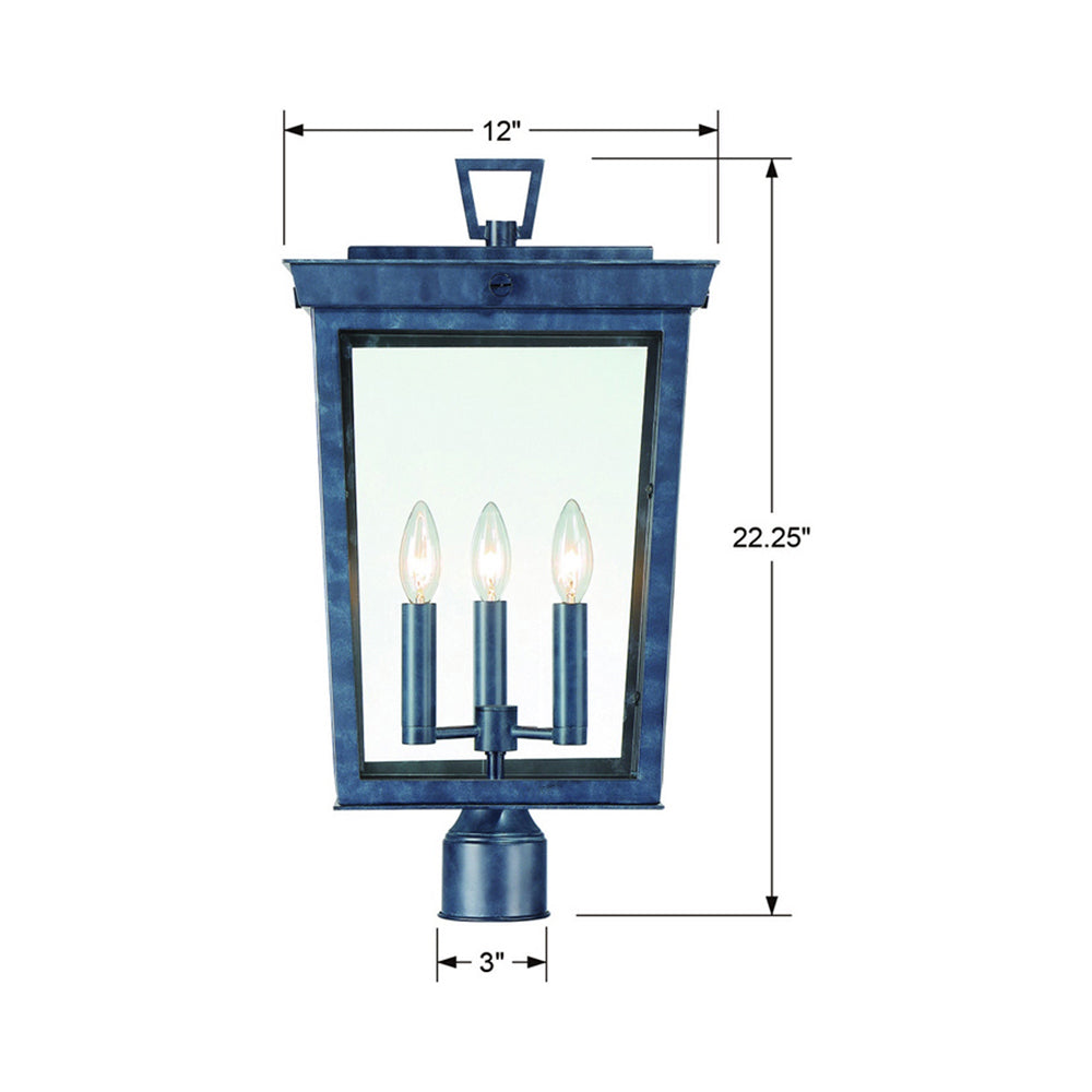 Belmont Outdoor Post Light - line drawing.