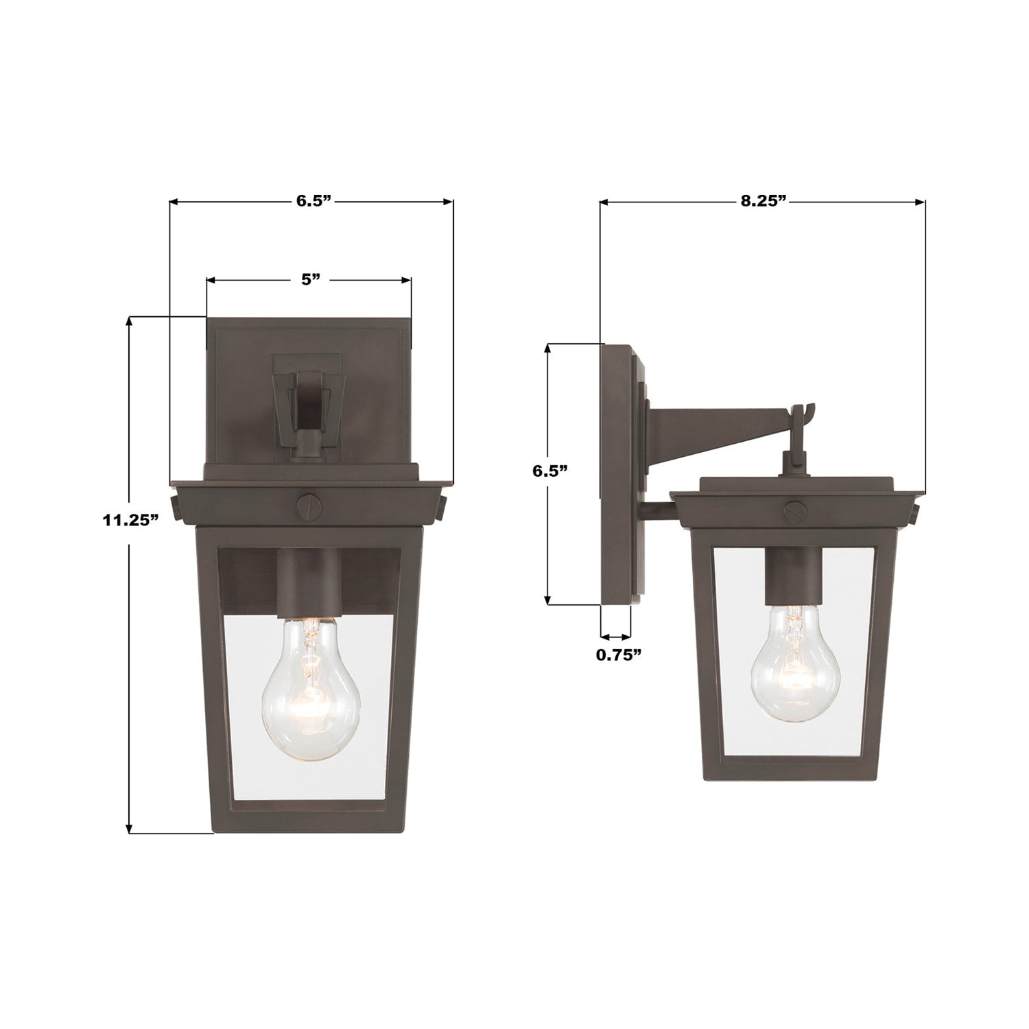Belmont Outdoor Wall Light - line drawing.