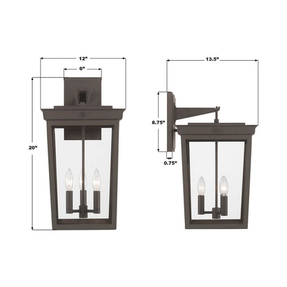 Belmont Outdoor Wall Light - line drawing.