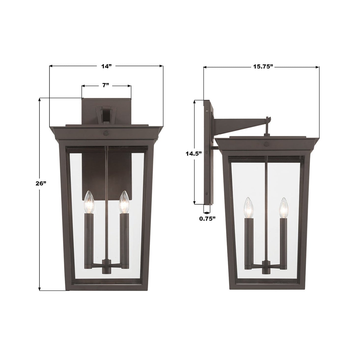 Belmont Outdoor Wall Light - line drawing.