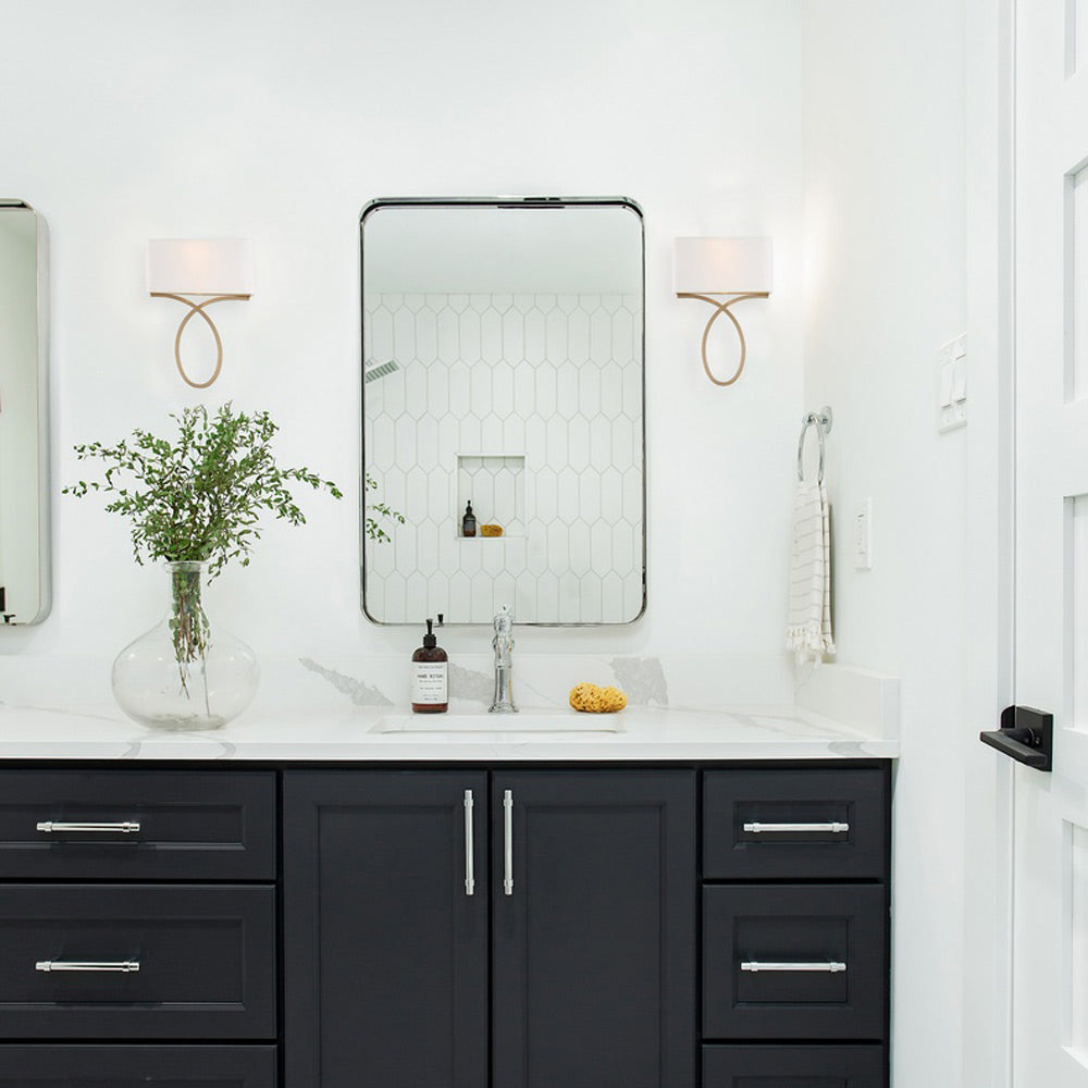 Brinkley Wall Light in bathroom.