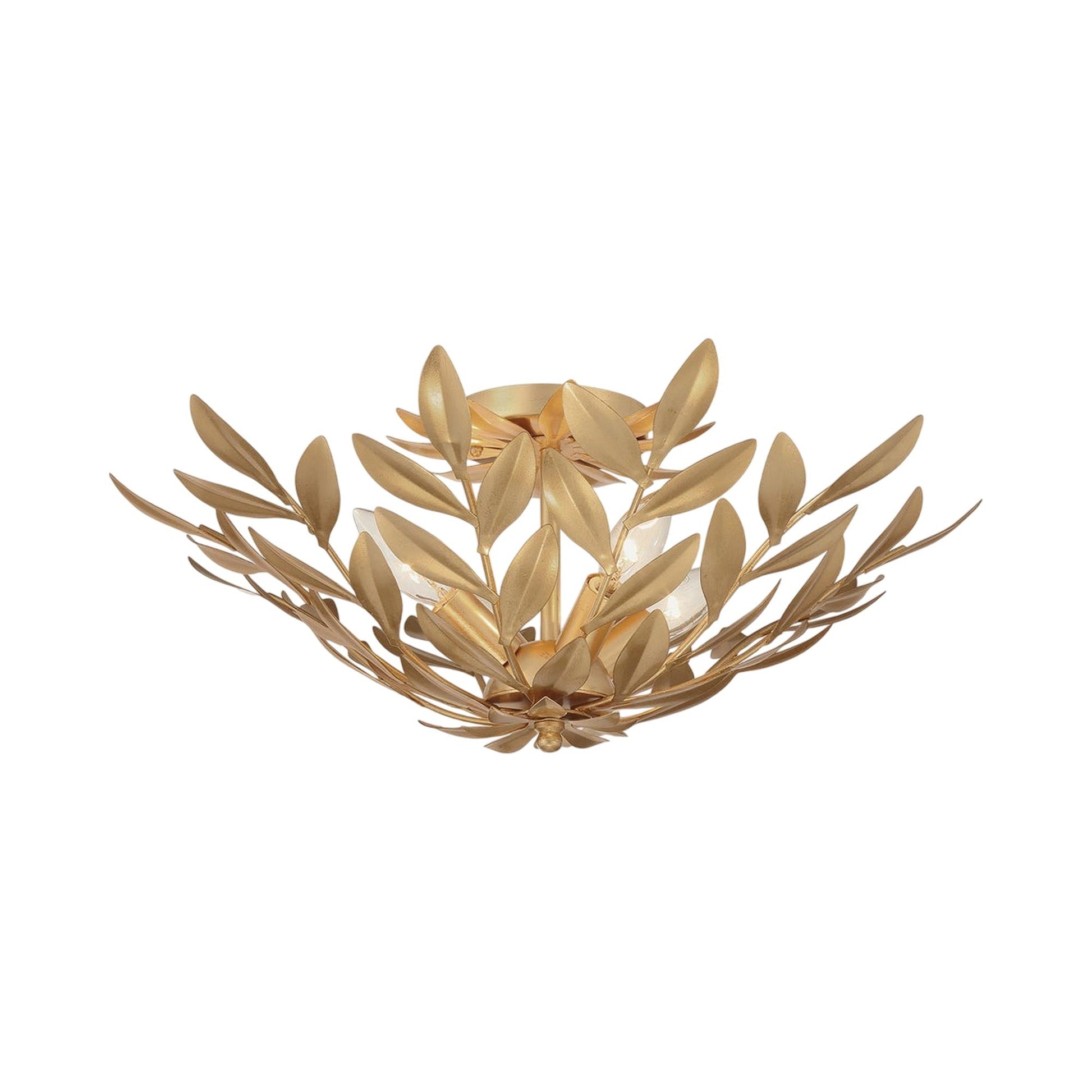 Broche 560 Semi Flush Mount Ceiling Light in Antique Gold.
