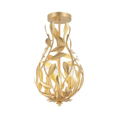 Broche 565 Semi Flush Mount Ceiling Light in Antique Gold.