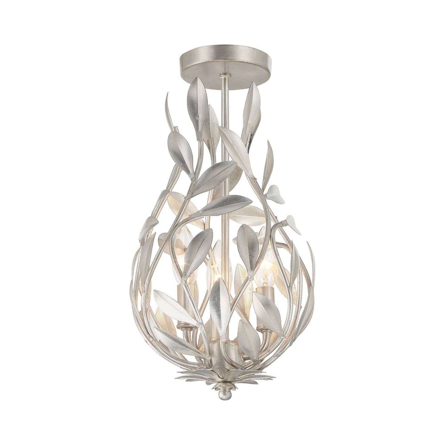 Broche 565 Semi Flush Mount Ceiling Light in Antique Silver.