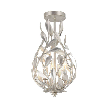 Broche 565 Semi Flush Mount Ceiling Light in Antique Silver.