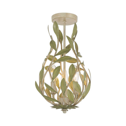 Broche 565 Semi Flush Mount Ceiling Light in Champagne Green Tea.