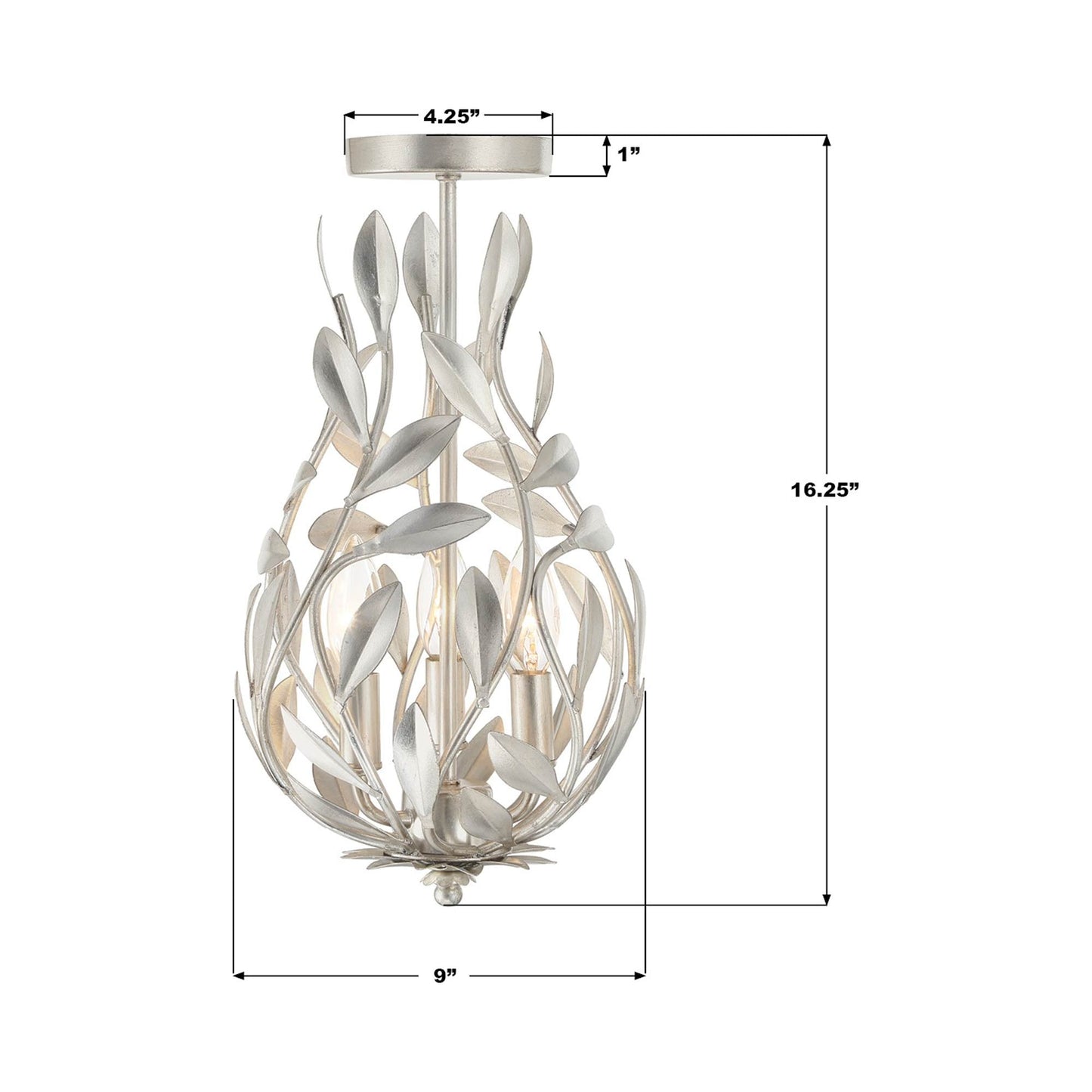 Broche 565 Semi Flush Mount Ceiling Light - line drawing.
