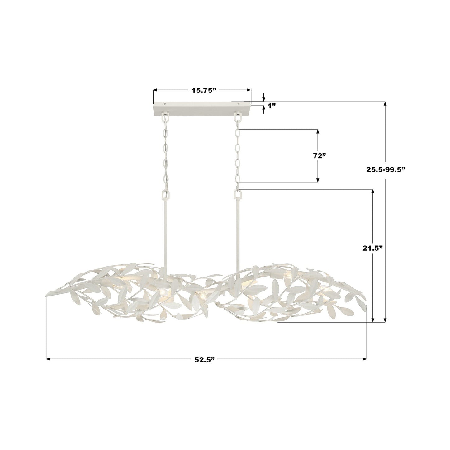 Broche 567 Linear Chandelier - line drawing.