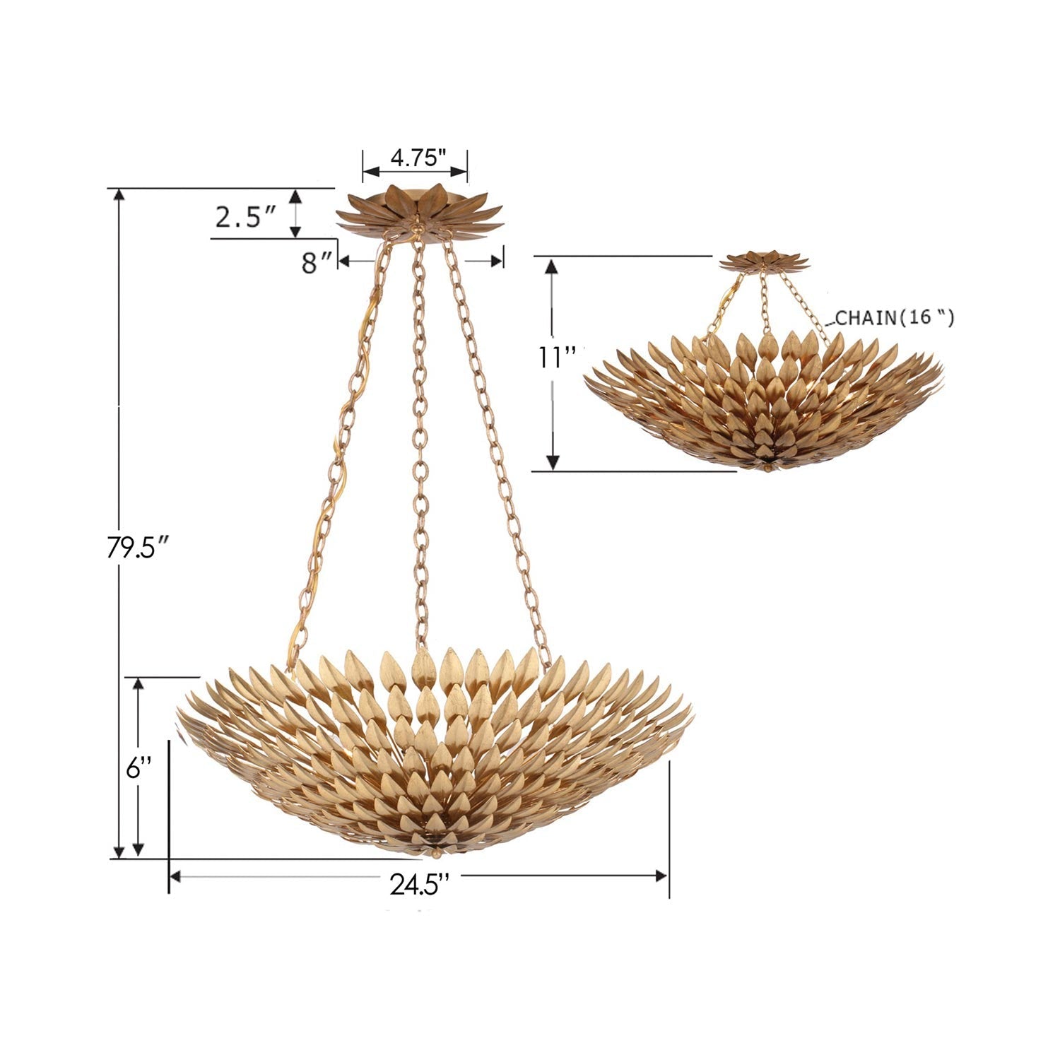 Broche Chandelier - line drawing.