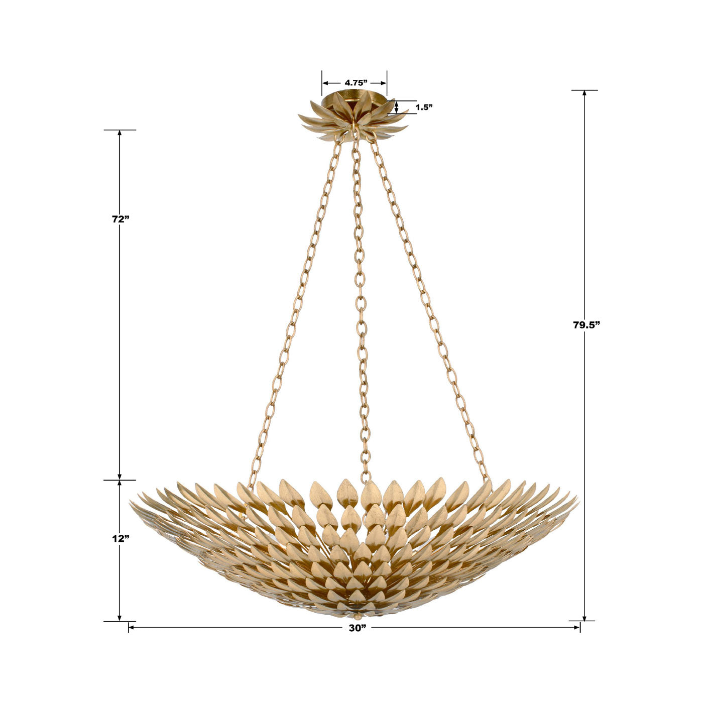 Broche Chandelier - line drawing.