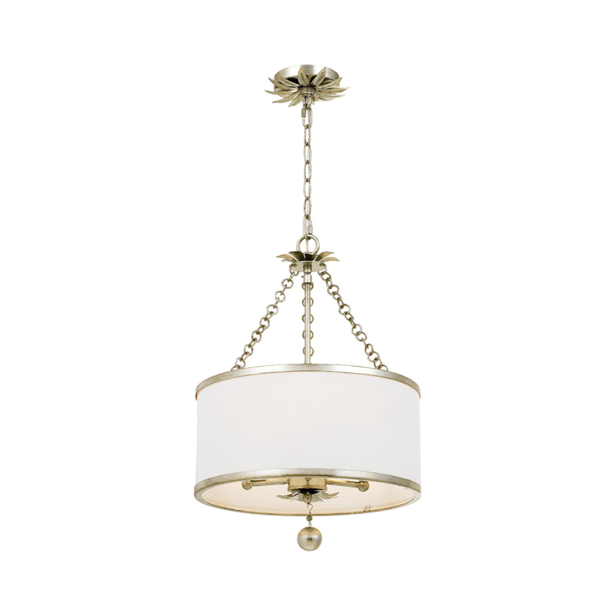 Broche Drum Chandelier in Antique Silver (3-Light).