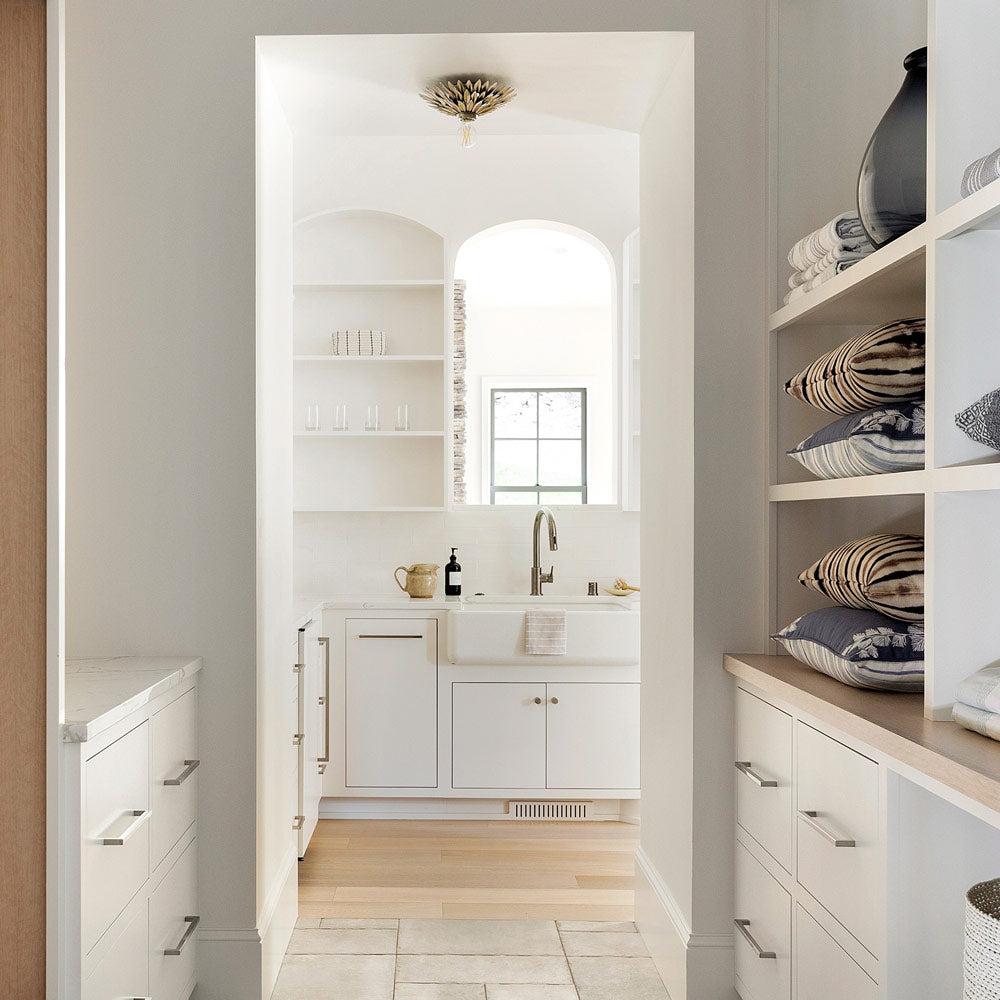 Broche Flower Flush Mount Ceiling Light in bathroom.