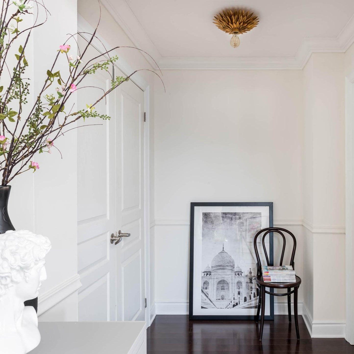Broche Flower Flush Mount Ceiling Light in hallway.