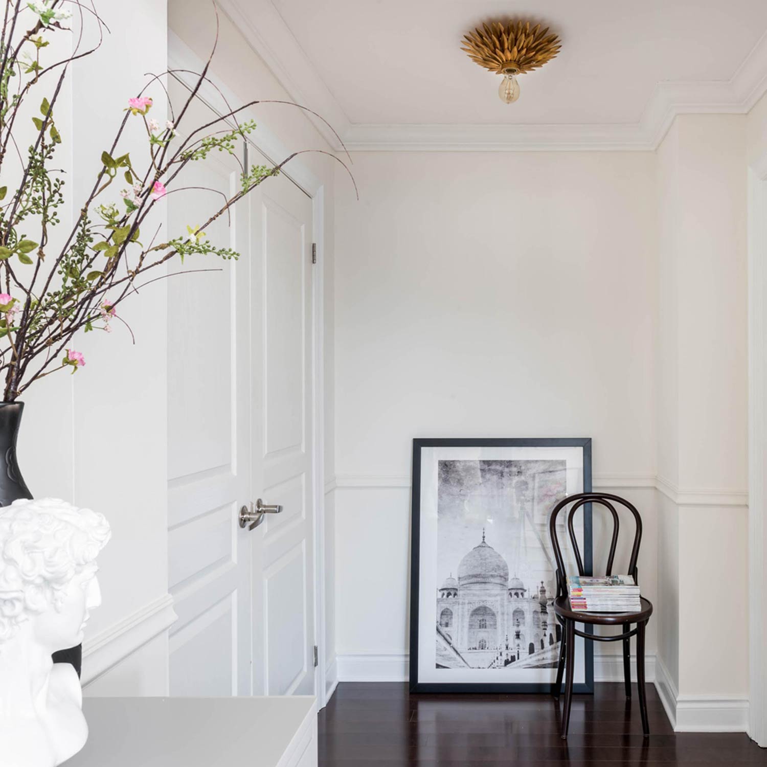 Broche Flower Flush Mount Ceiling Light in hallway.