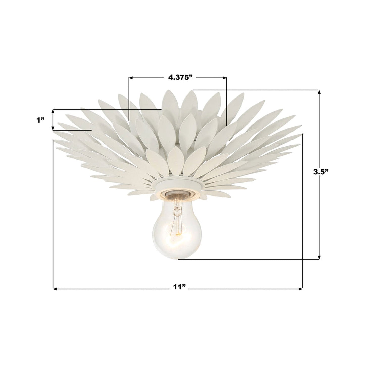 Broche Flower Flush Mount Ceiling Light - line drawing.