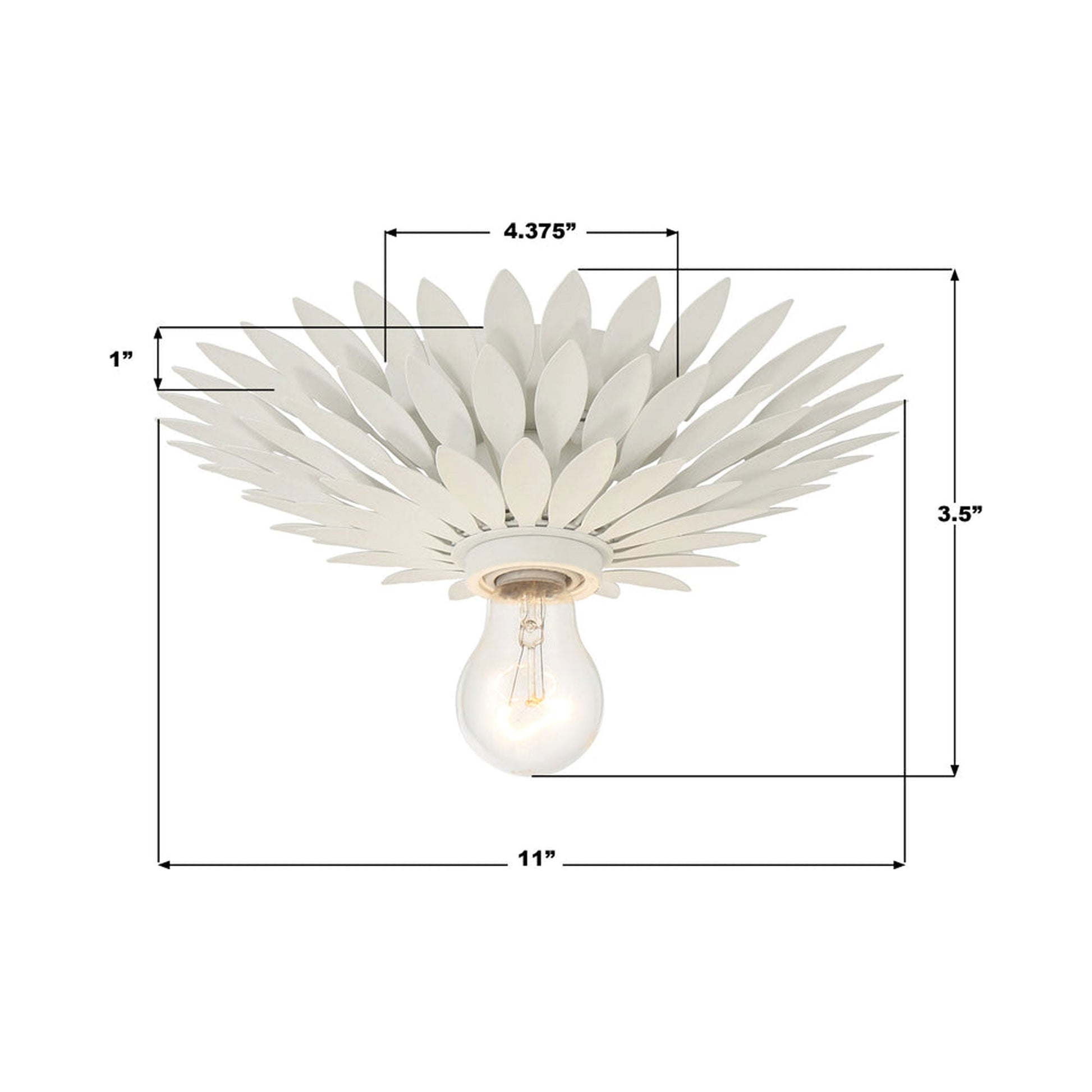 Broche Flower Flush Mount Ceiling Light - line drawing.