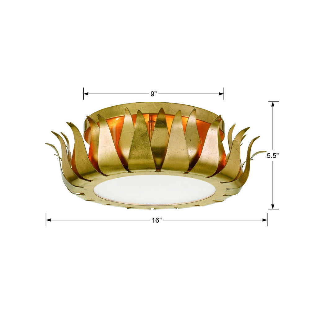 Broche Flush Mount Ceiling Light - line drawing.