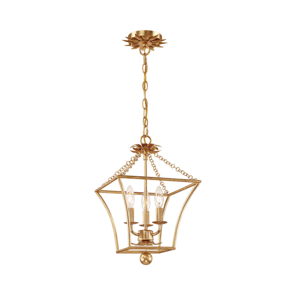 Broche Lantern Chandelier in Antique Gold (3-Light).