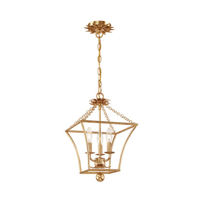 Broche Lantern Chandelier in Antique Gold (3-Light).