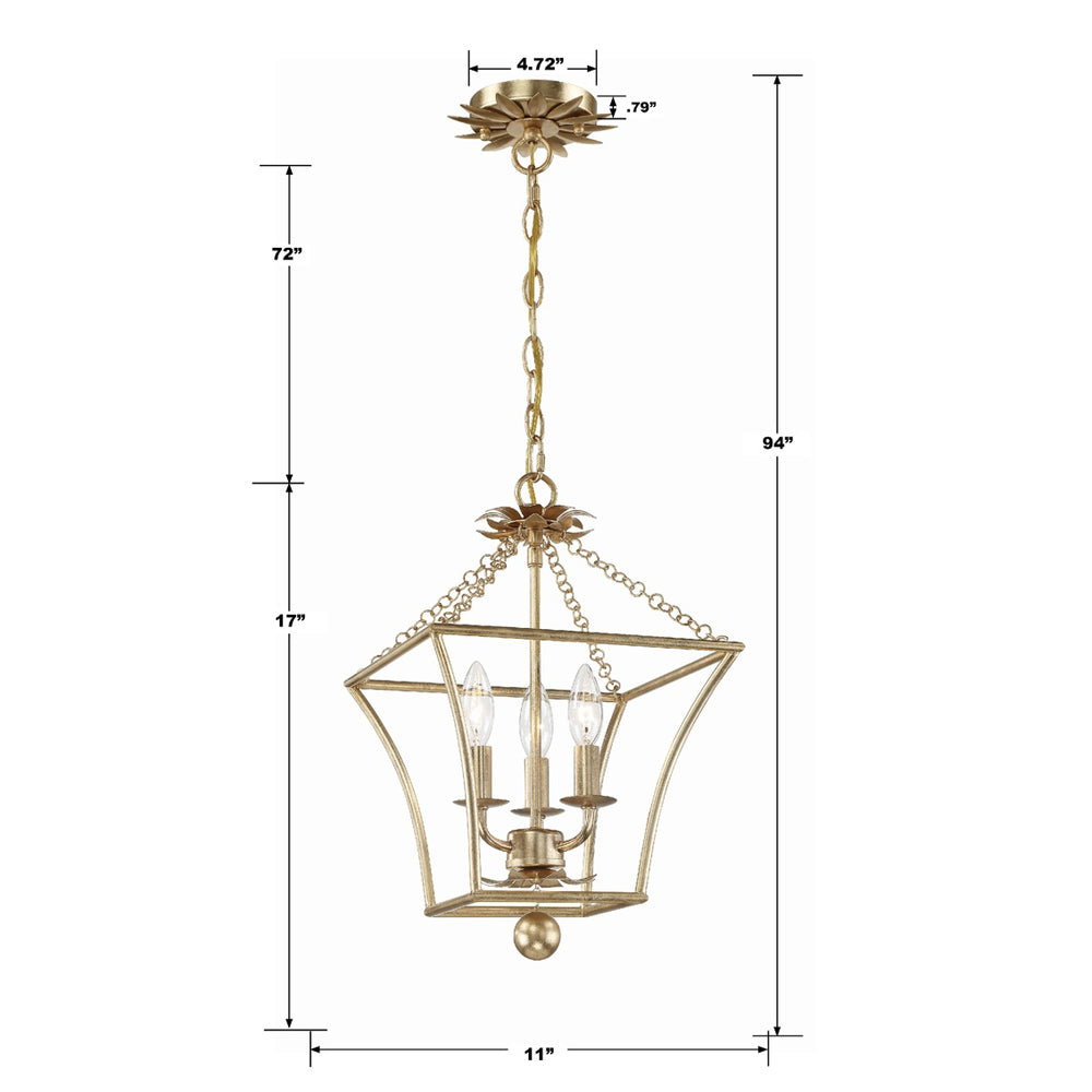 Broche Lantern Chandelier - line drawing.