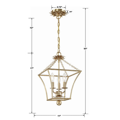 Broche Lantern Chandelier - line drawing.