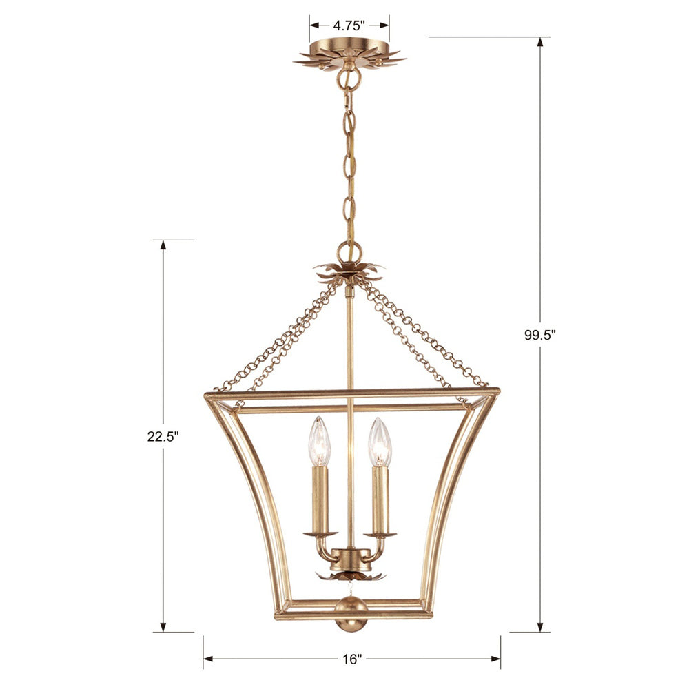 Broche Lantern Chandelier - line drawing.