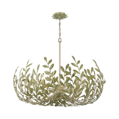 Broche Leaf Chandelier in Champagne Green Tea (12-Light).