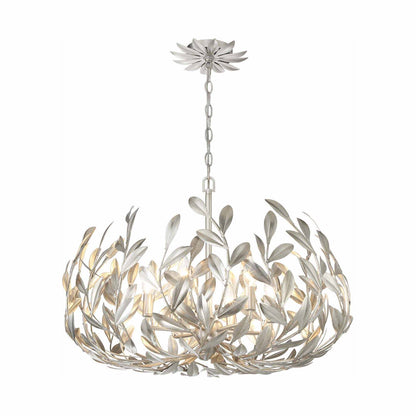 Broche Leaf Chandelier in Antique Silver (6-Light).
