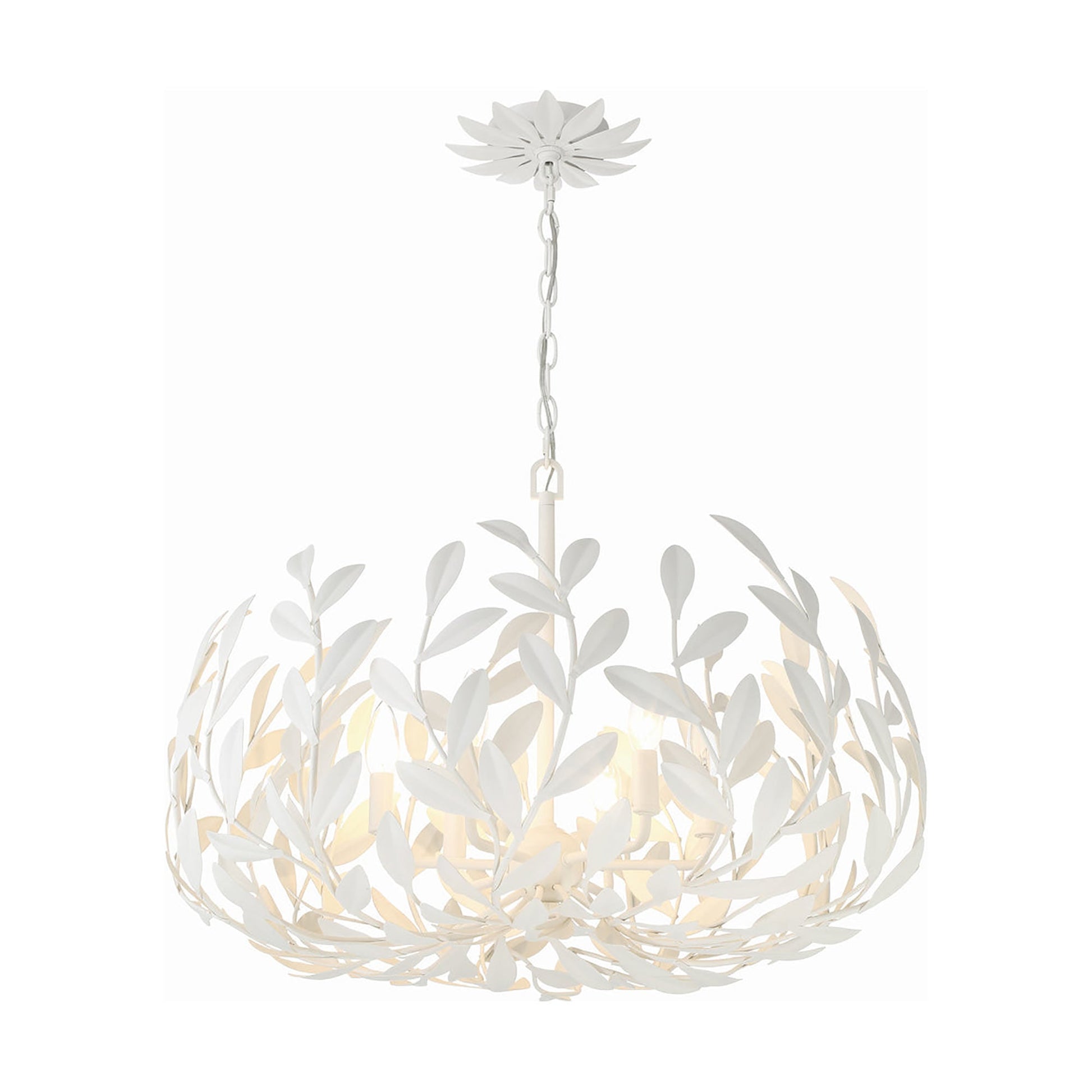 Broche Leaf Chandelier in Matte White (6-Light).