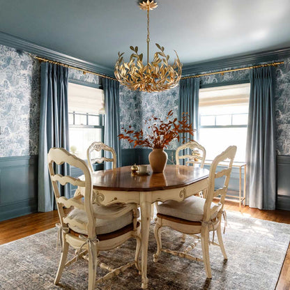 Broche Leaf Chandelier in dining room.