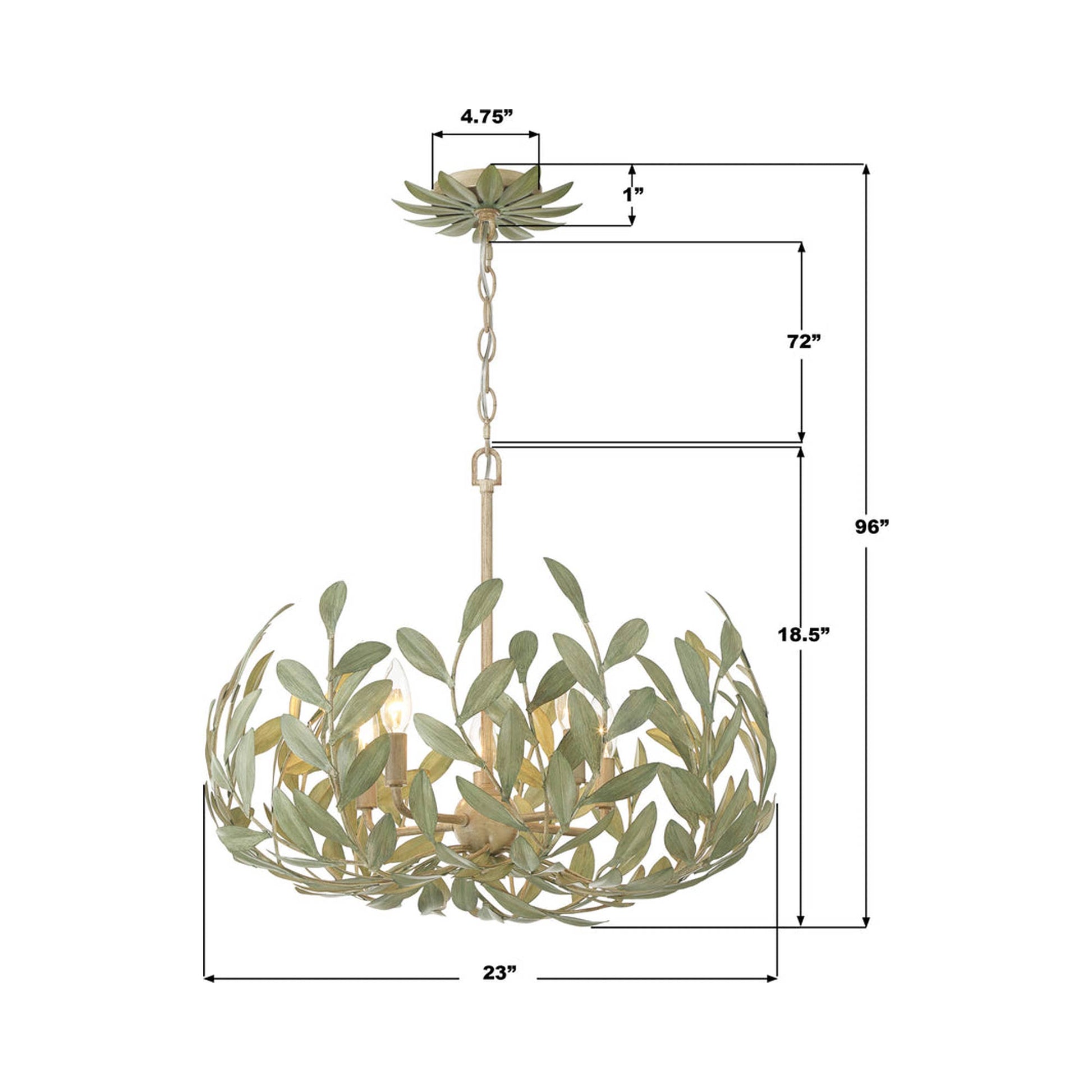 Broche Leaf Chandelier - line drawing.