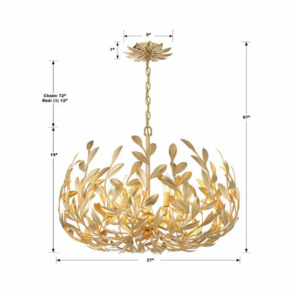 Broche Leaf Chandelier - line drawing.