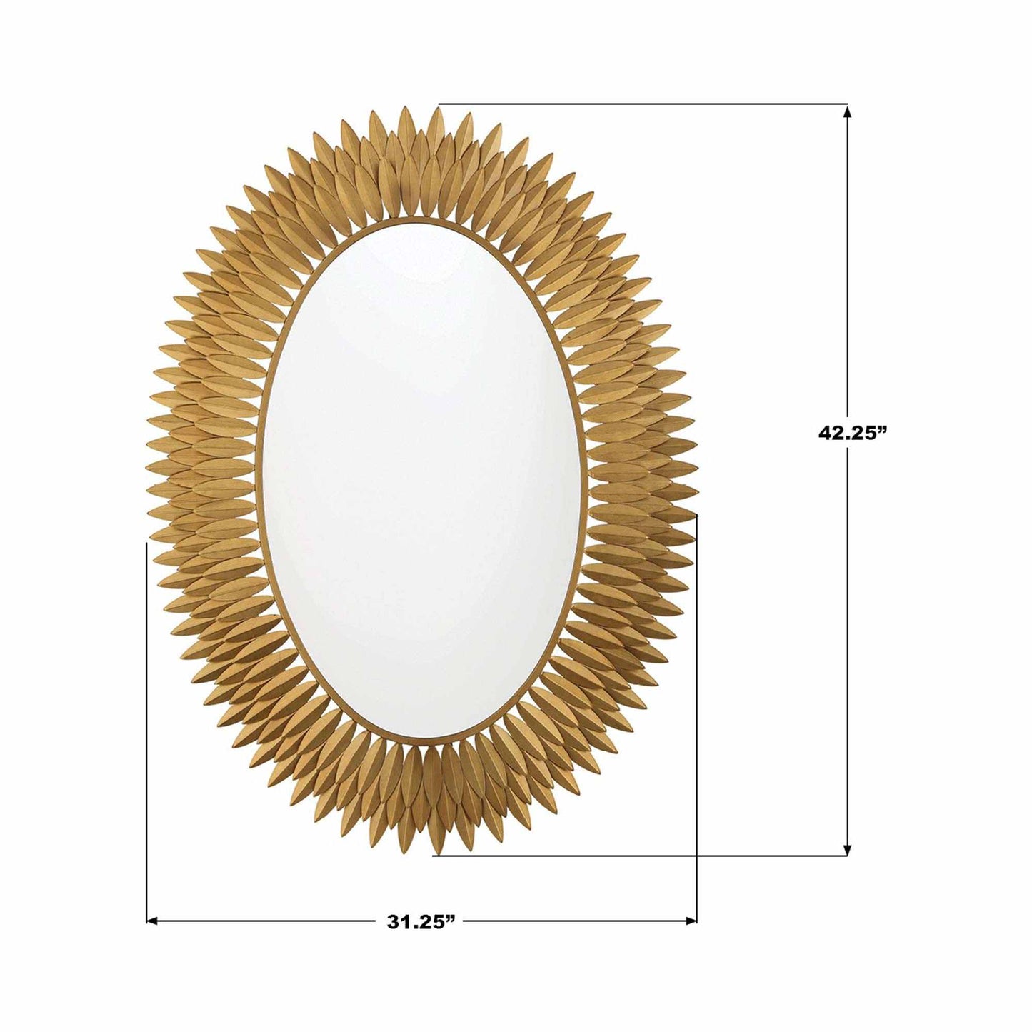 Broche LED Wall Mirror - line drawing.
