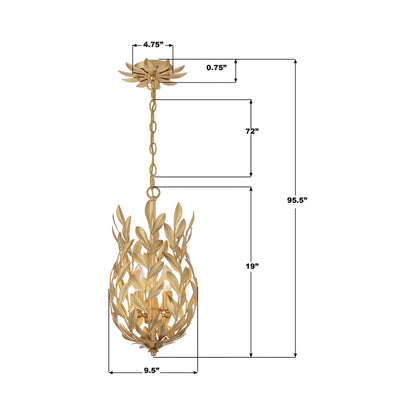Broche Mini Pendant Light - line drawing.