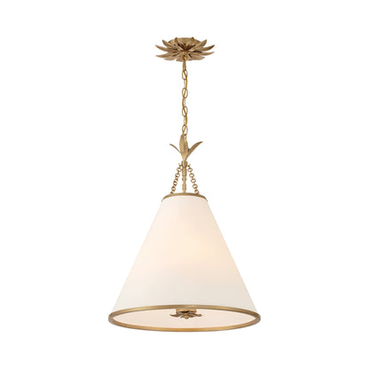 Broche Pendant Light in Antique Gold.
