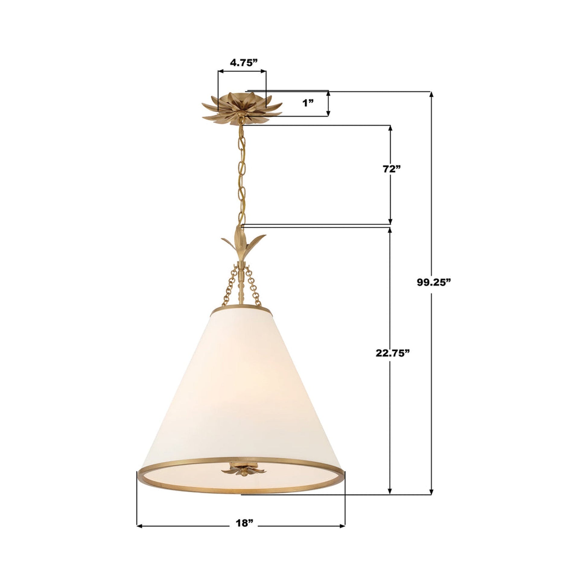 Broche Pendant Light - line drawing.