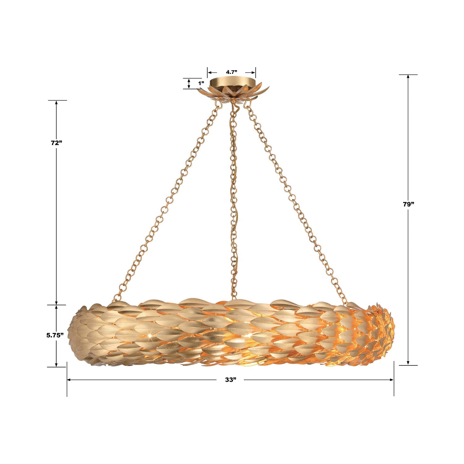 Broche Ring Chandelier - line drawing.