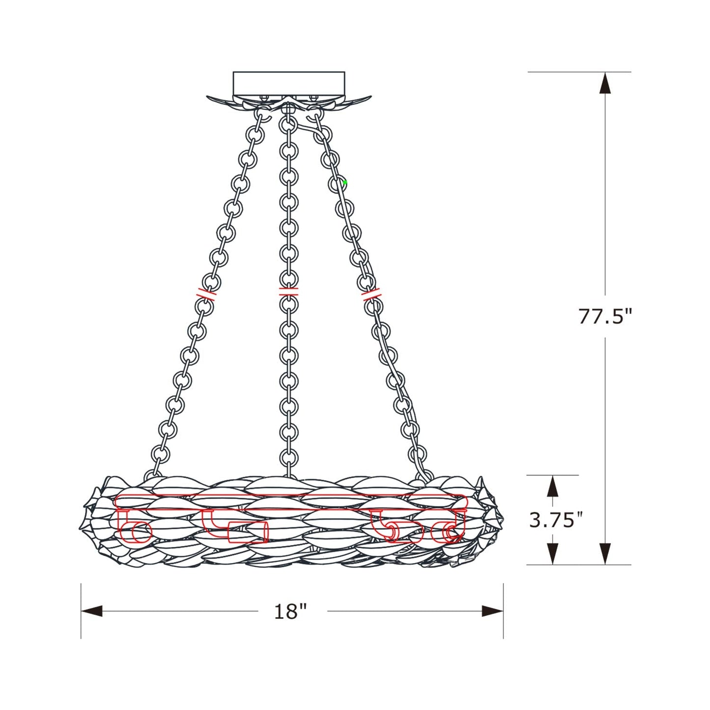 Broche Ring Chandelier - line drawing.
