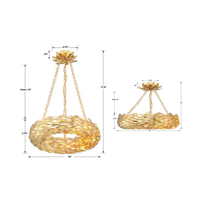 Broche Ring Semi Flush Mount Ceiling Light - line drawing.